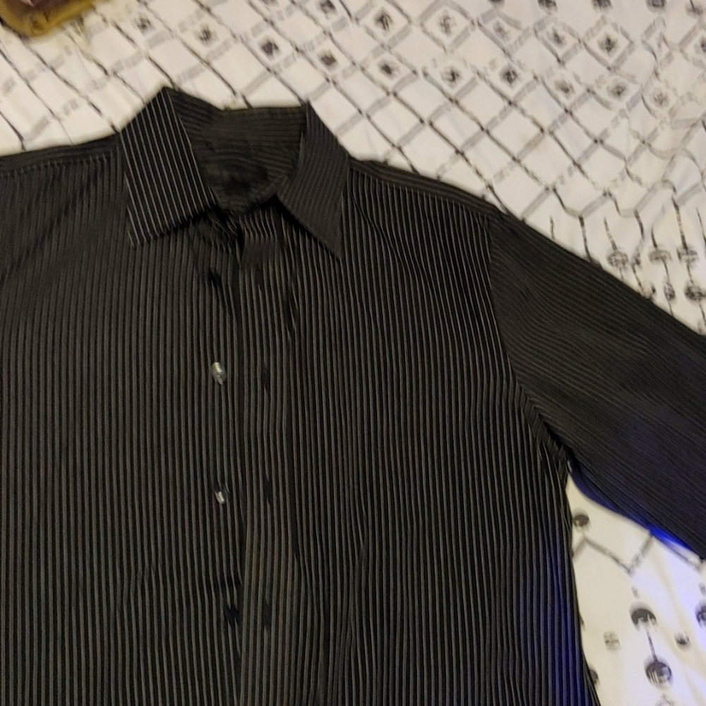 Pinstripe black button up shirt